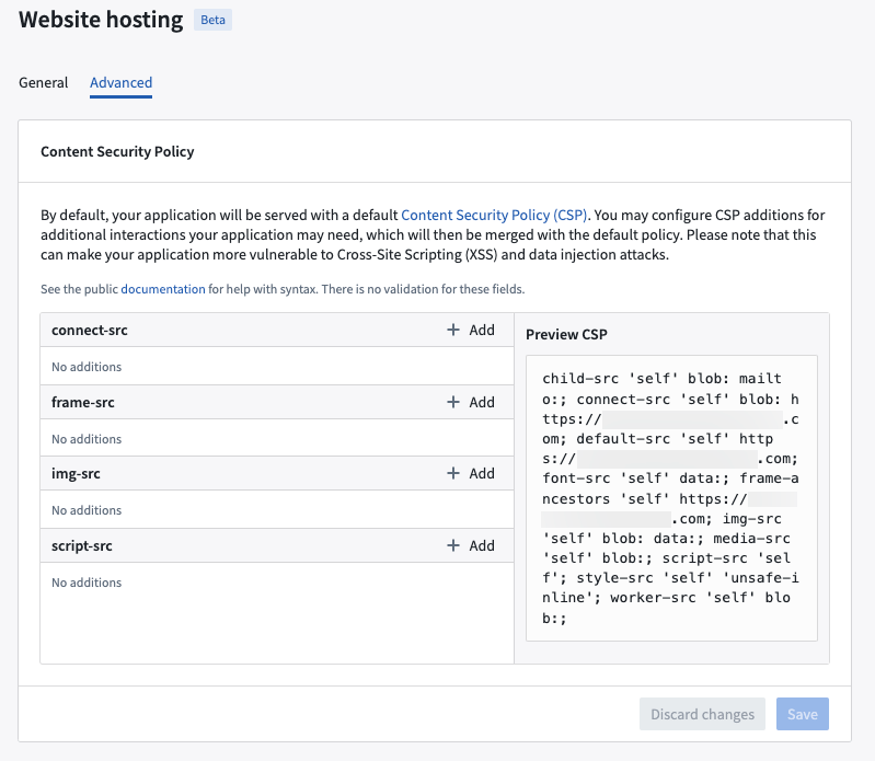 Content security policy edit.