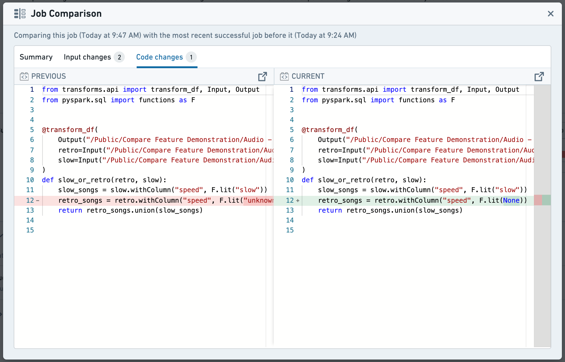 Job Comparison Code