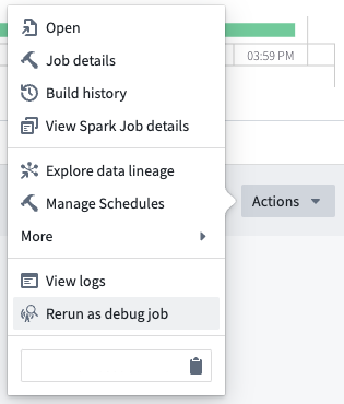 Re-run a job as debug job