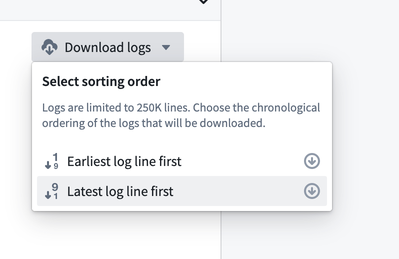 Download logs button