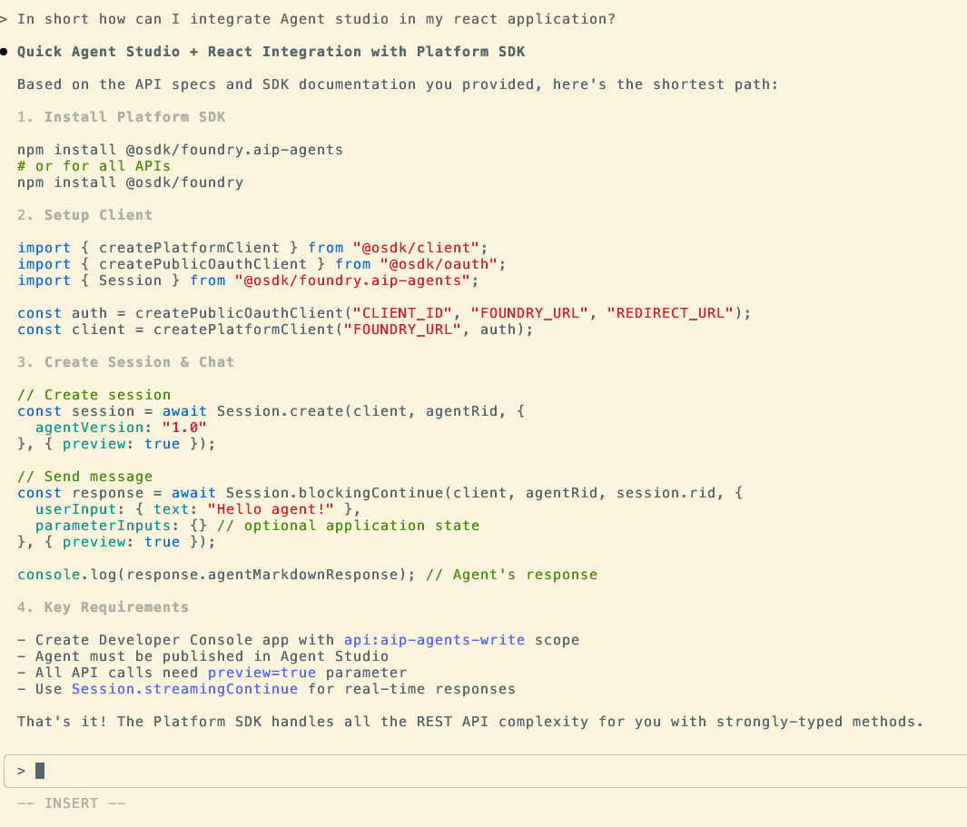 Claude Code Agent provides context on how to integrate with AIP Agent Studio.