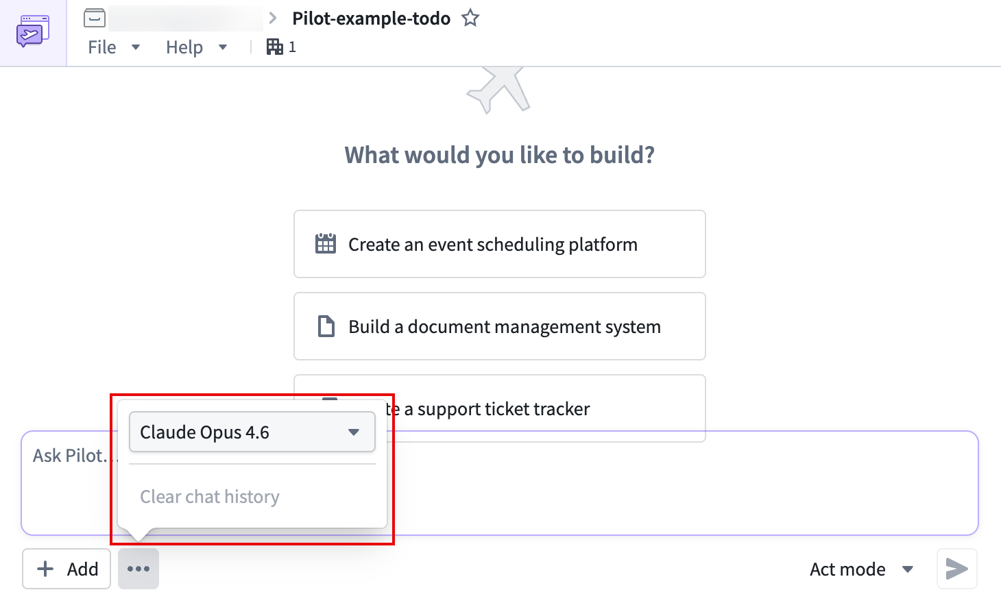 The model selector in the More menu showing available model options.