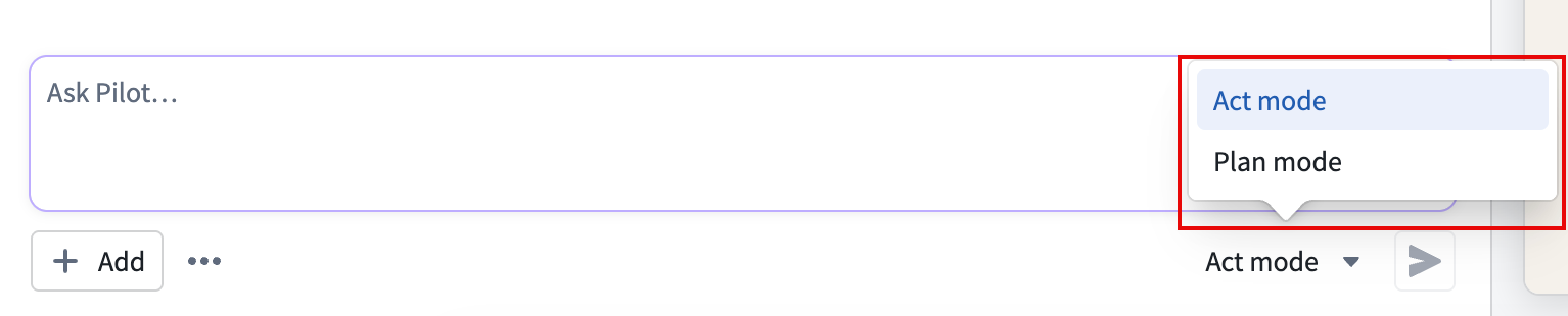 The agent mode selector in the chat panel.