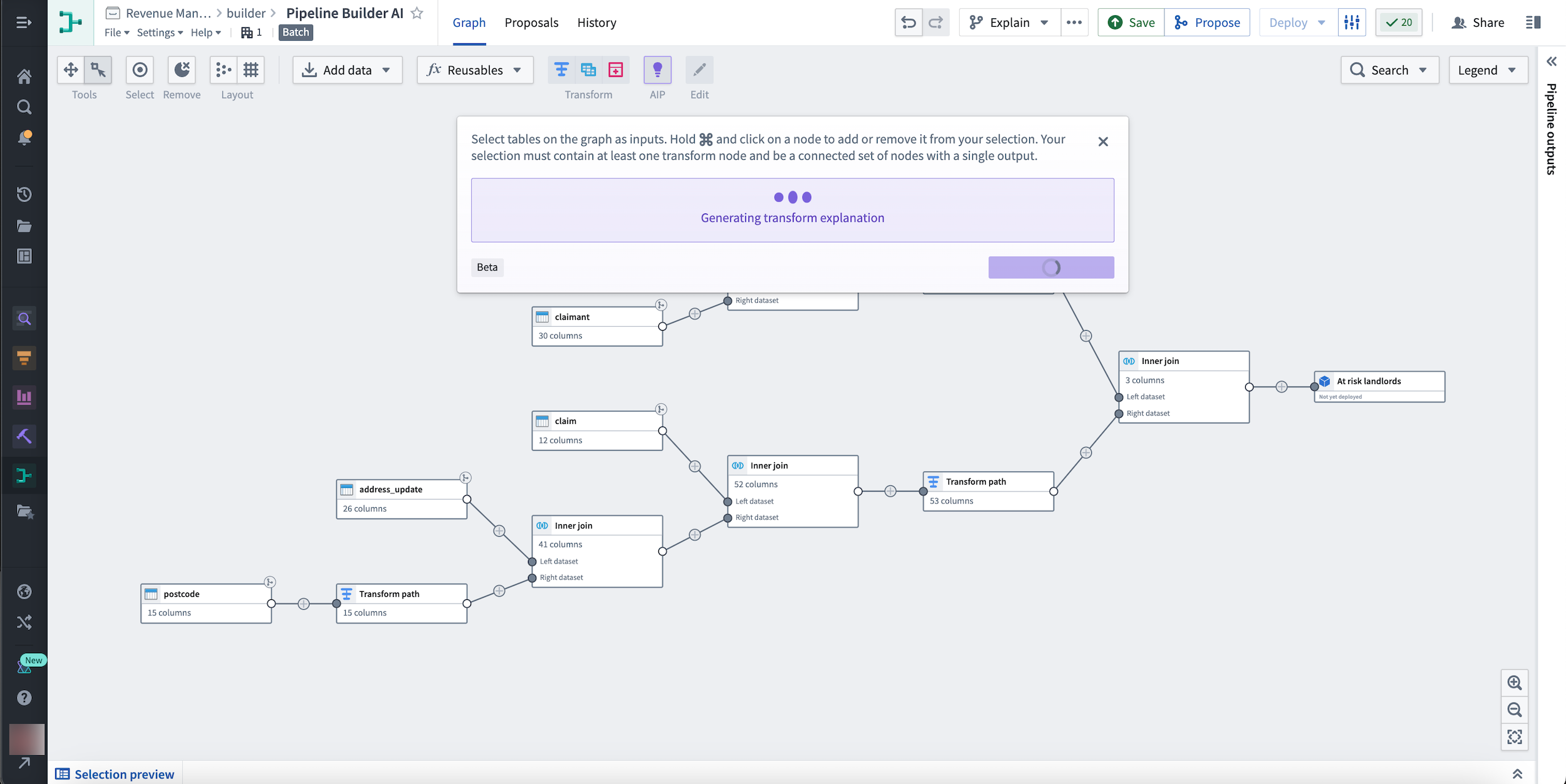 The Explain feature will generate an explanation for the selected nodes.