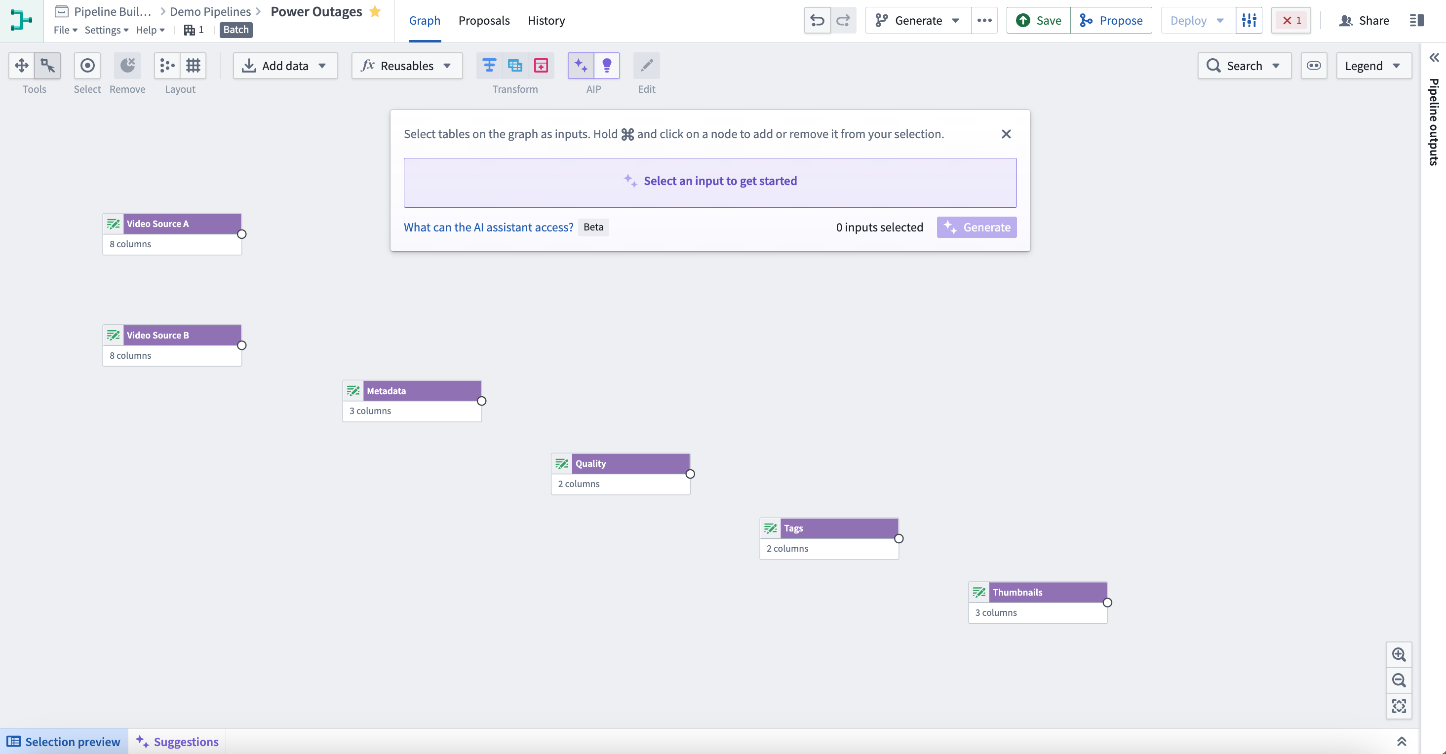 The AIP Generate feature starting state.