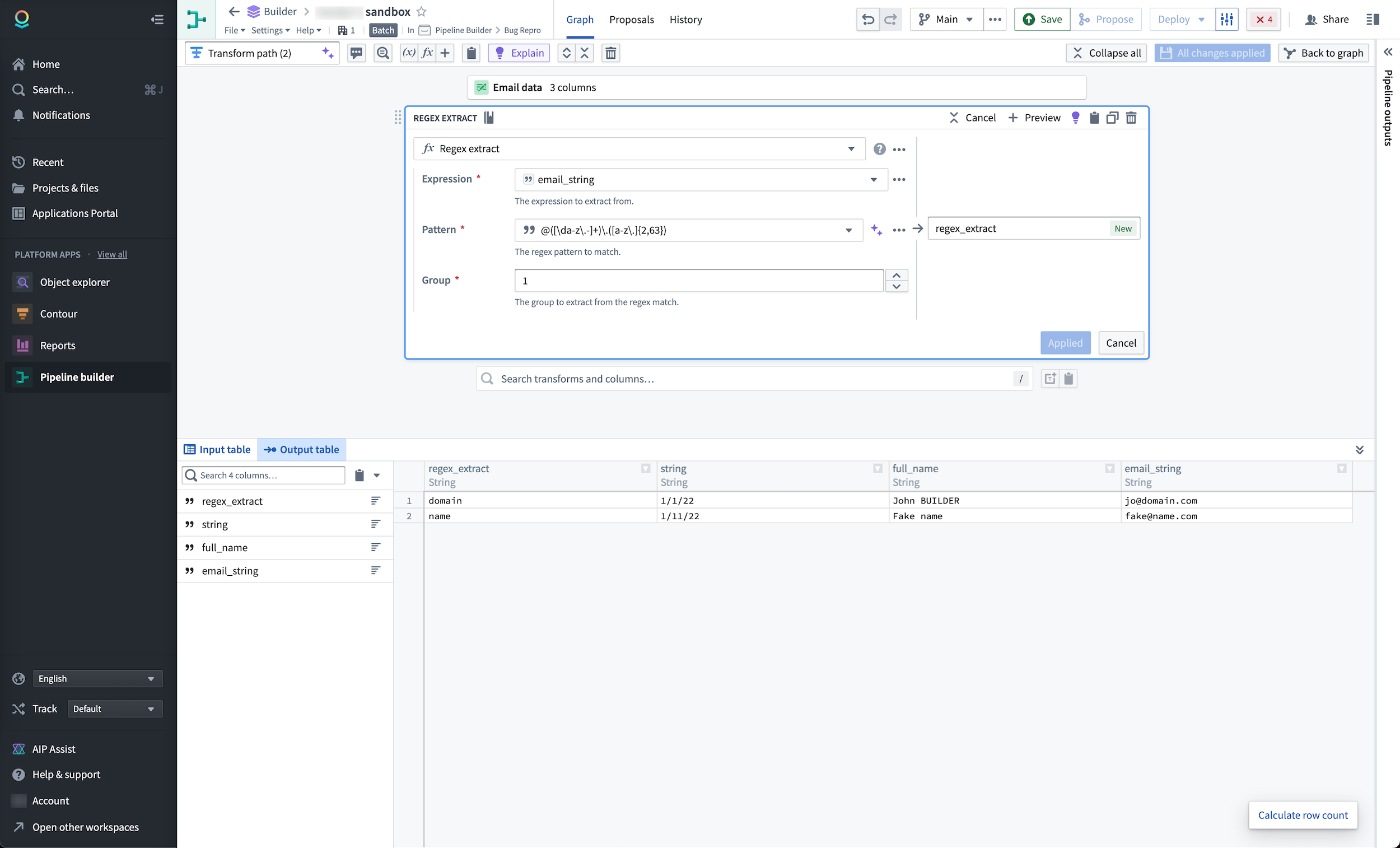 Easily create and apply regex to your data.