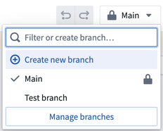 Screenshot of branch selection dropdown