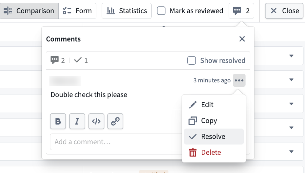 Screenshot showing comments in a node.