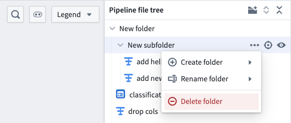 The delete option on a folder.