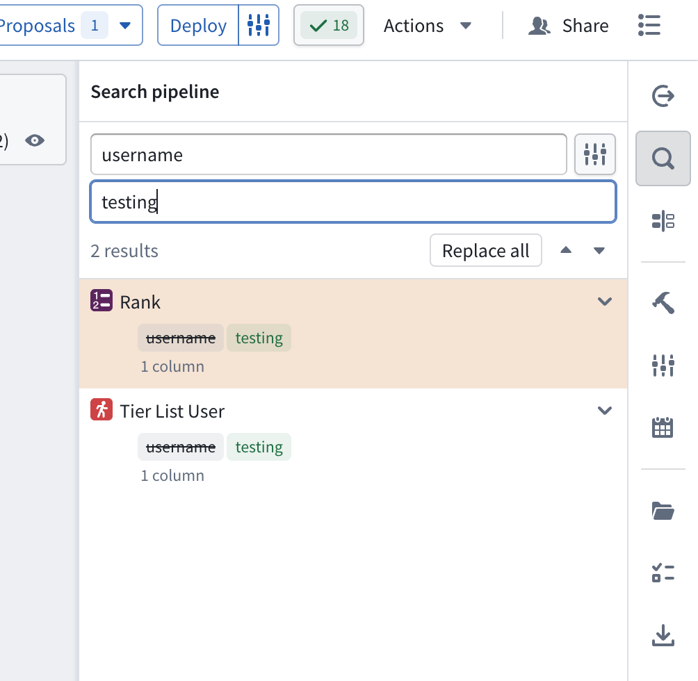 Find and replace column names.