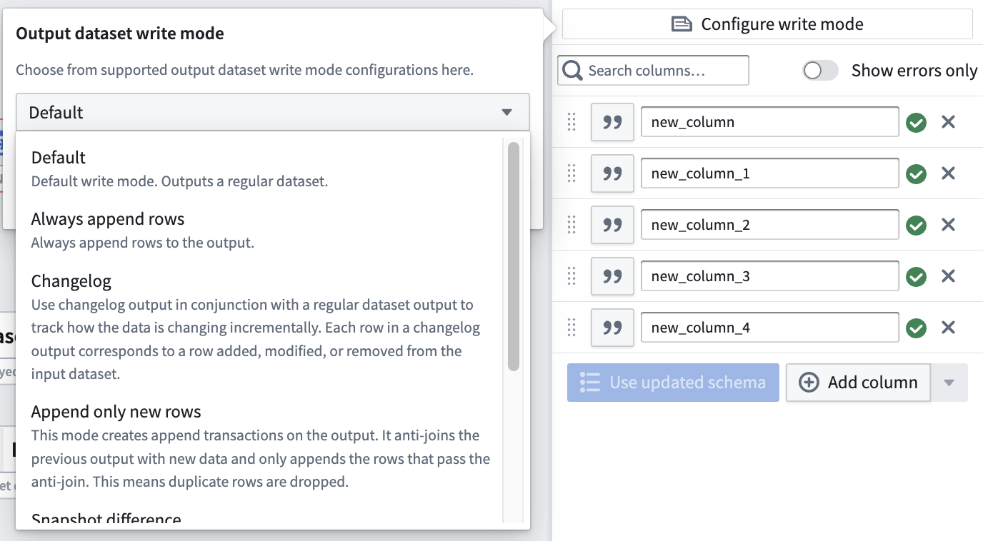 Output configure write mode