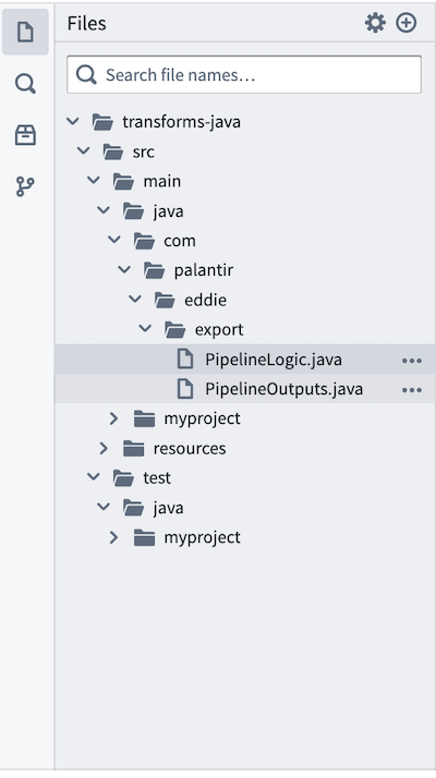 The file navigation view on the left side panel in Code Repositories.