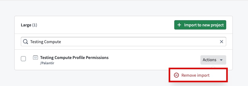 Remove single project import profile.