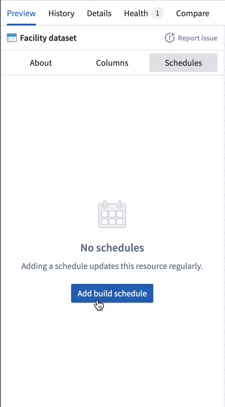 Screenshot of creating a schedule selection dropdown