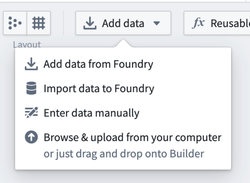 The Add data dropdown in Pipeline Builder.