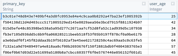 Screenshot of final output table preview