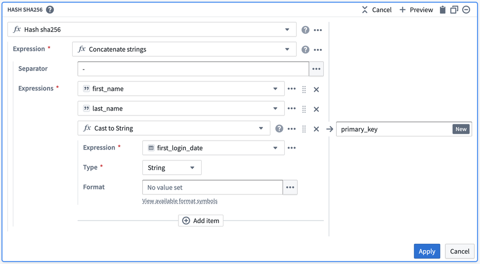 Screenshot of hash sha256 transform