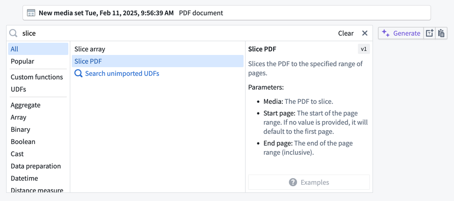 Searching 'slice' in the transforms search page.