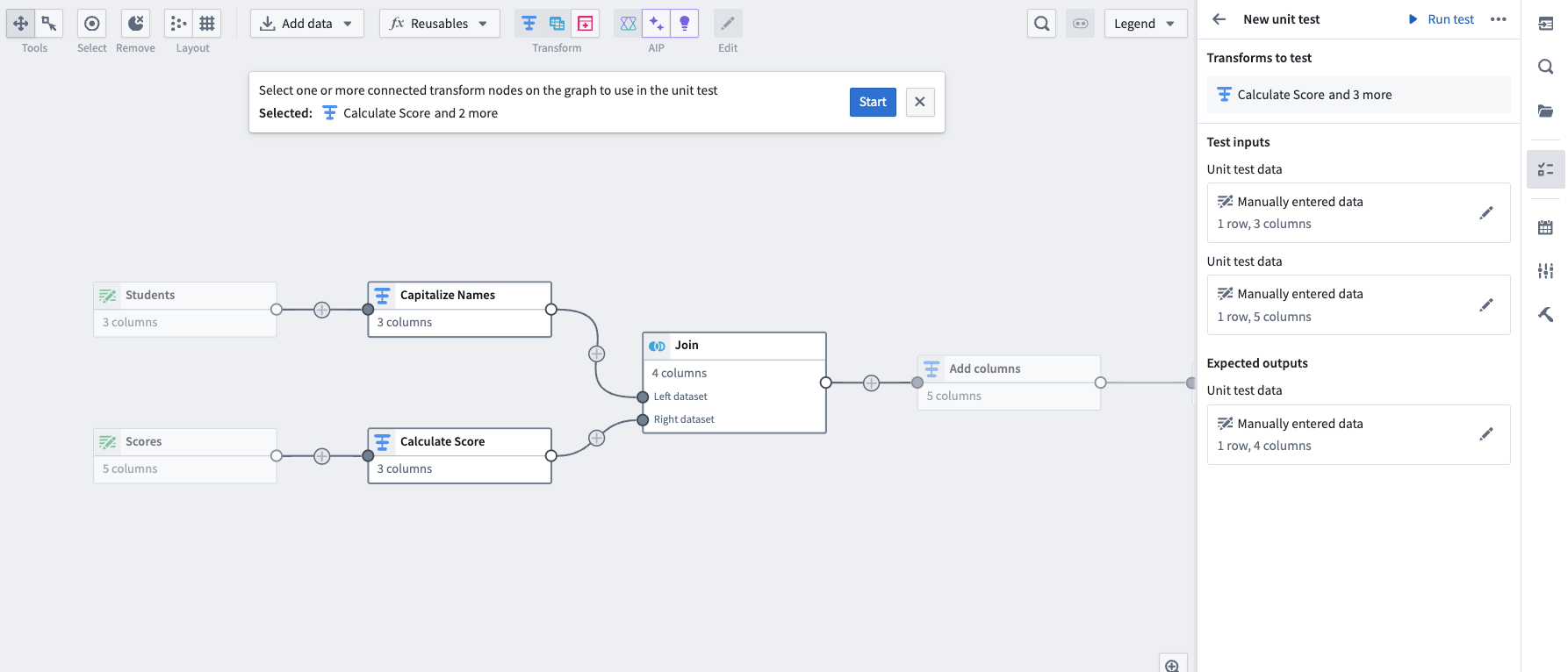 The reselection process for a unit test.