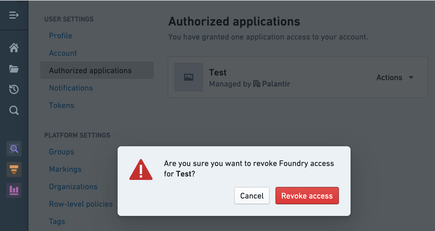 Authorized applications: Revoke access