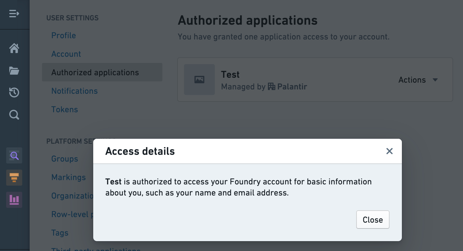 Authorized applications: Access details