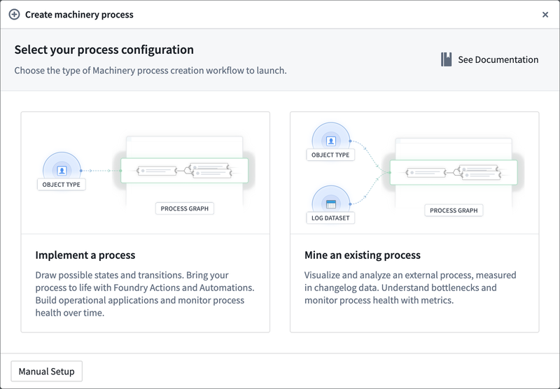 Process creation dialog