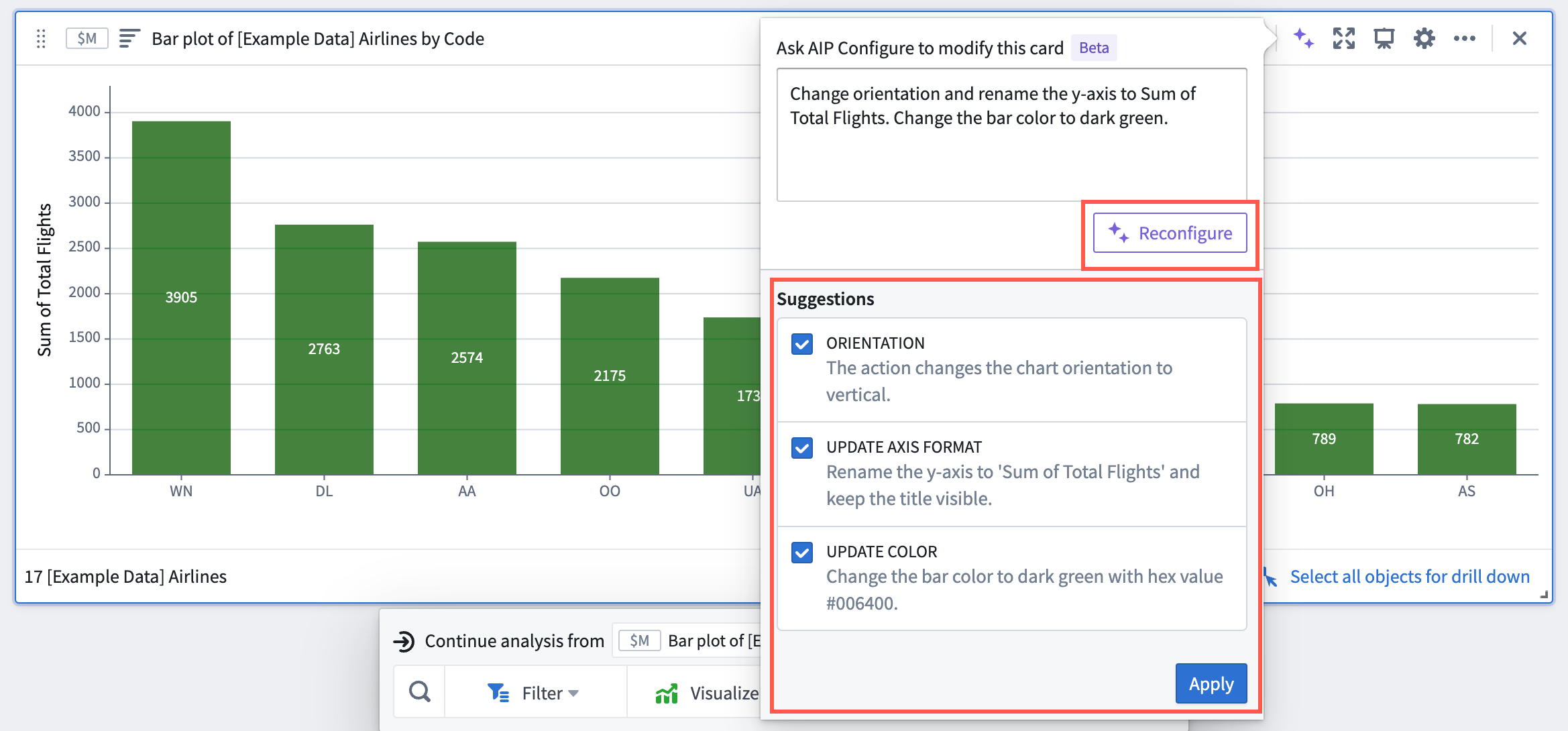 Suggested card configuration changes by AIP Configure