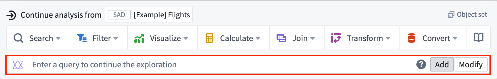 Red rectangle highlighting the AIP Generate input below the next actions bar.