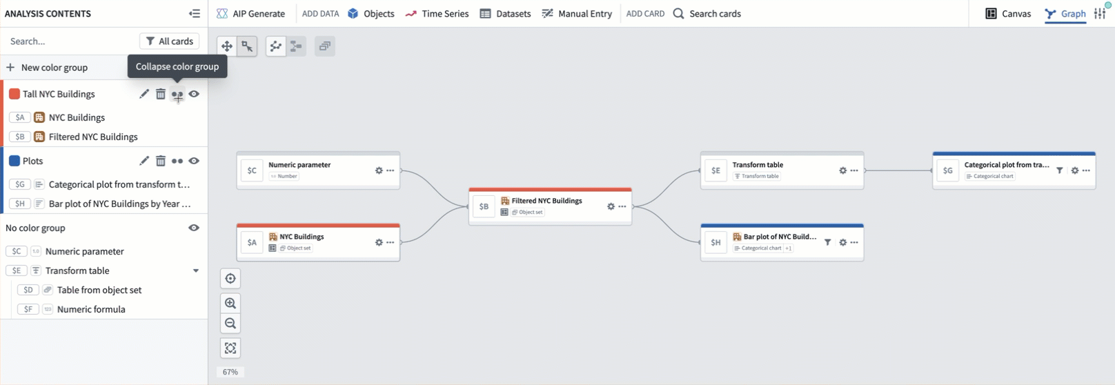 A collapsed color group displayed as a single node.