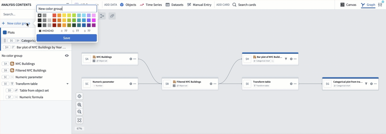 Creating a new color group from the analysis contents.