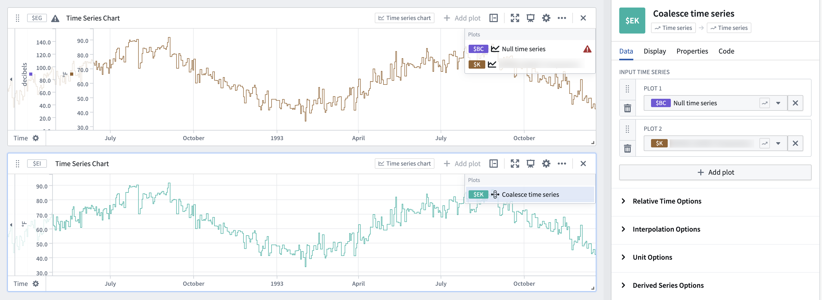 Coalesce time series example