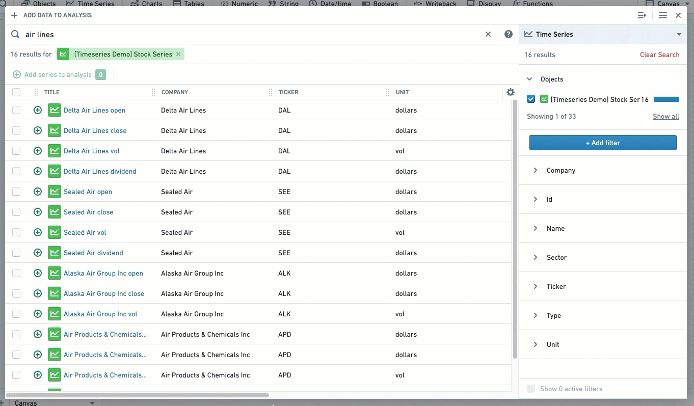 Example: Filtering by sector