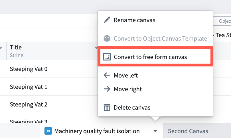 Convert an Object canvas template back to canvas