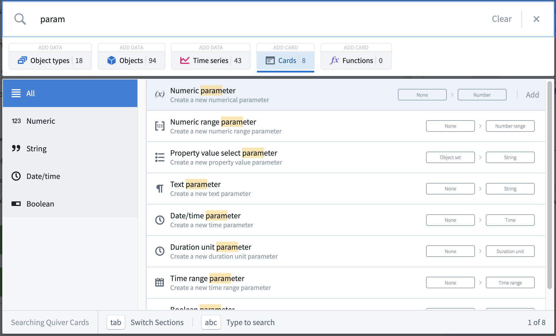 Search for parameter