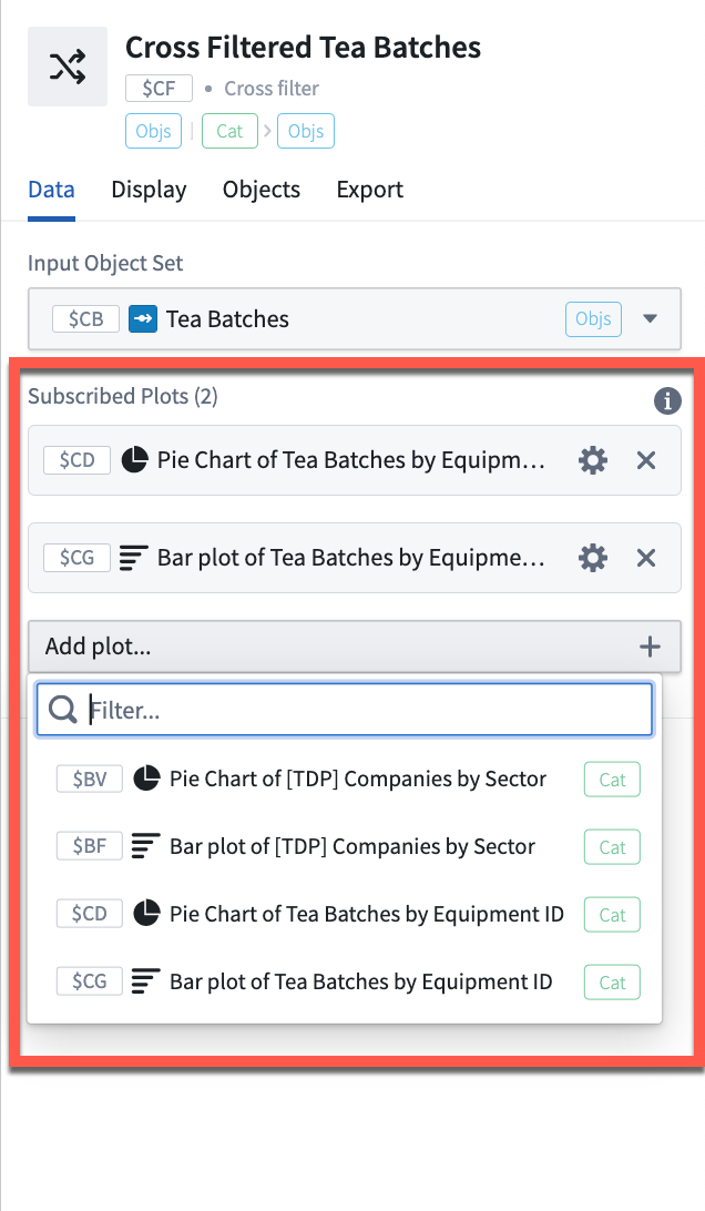 Adding charts to cross filter object set card