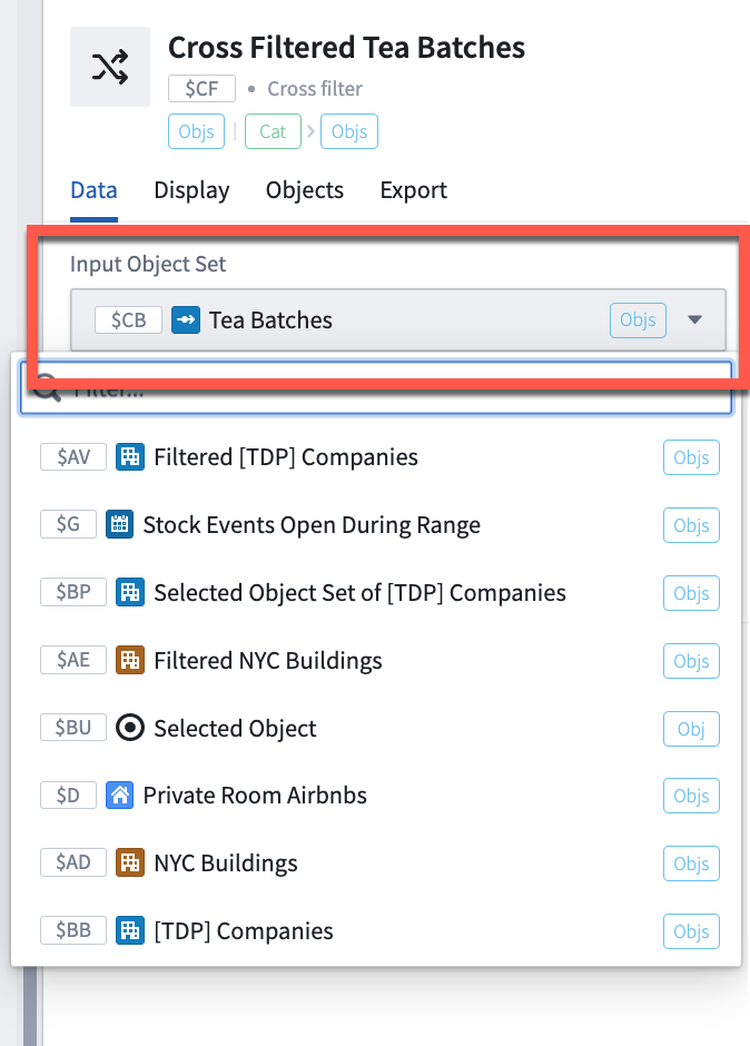 Select root object set