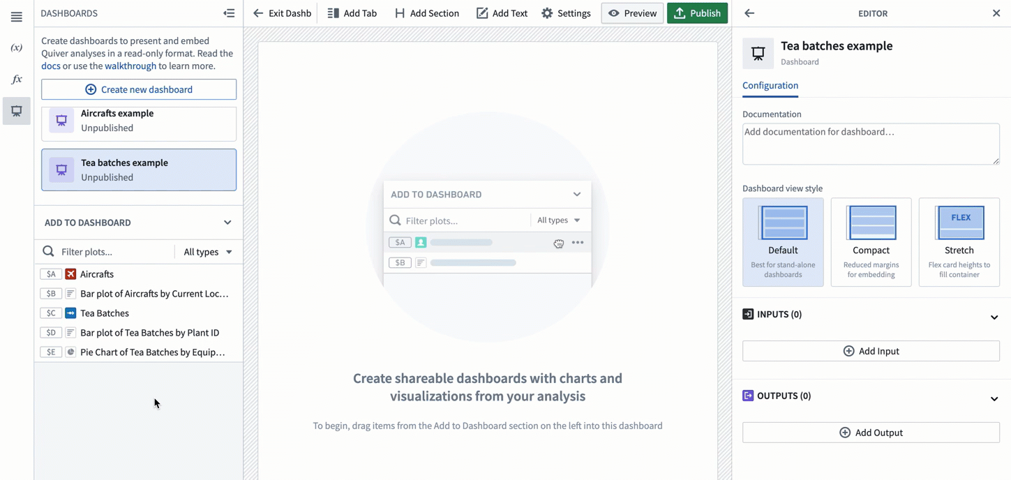 drag card to dashboard