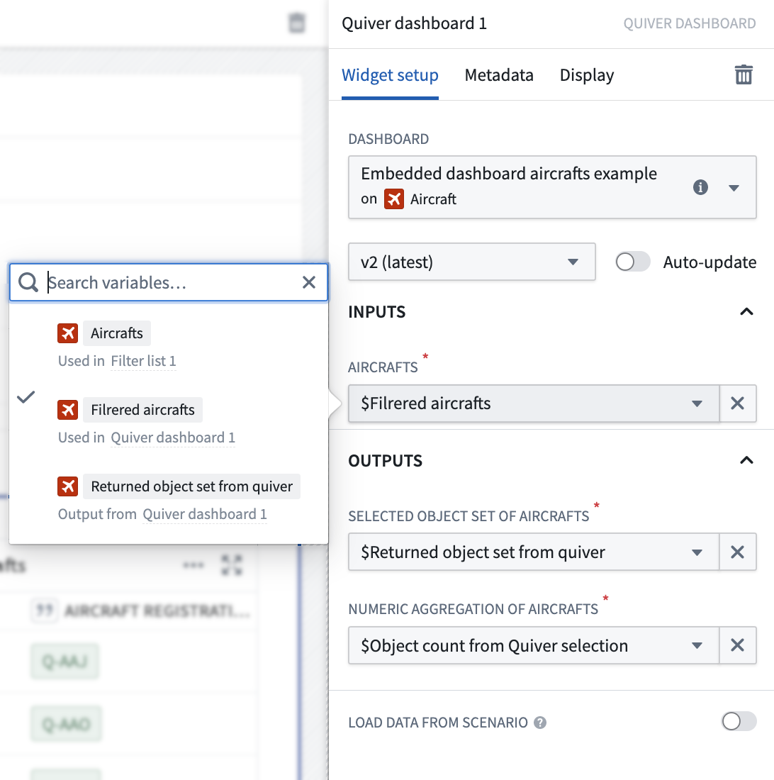 Embedded dashboard configuration