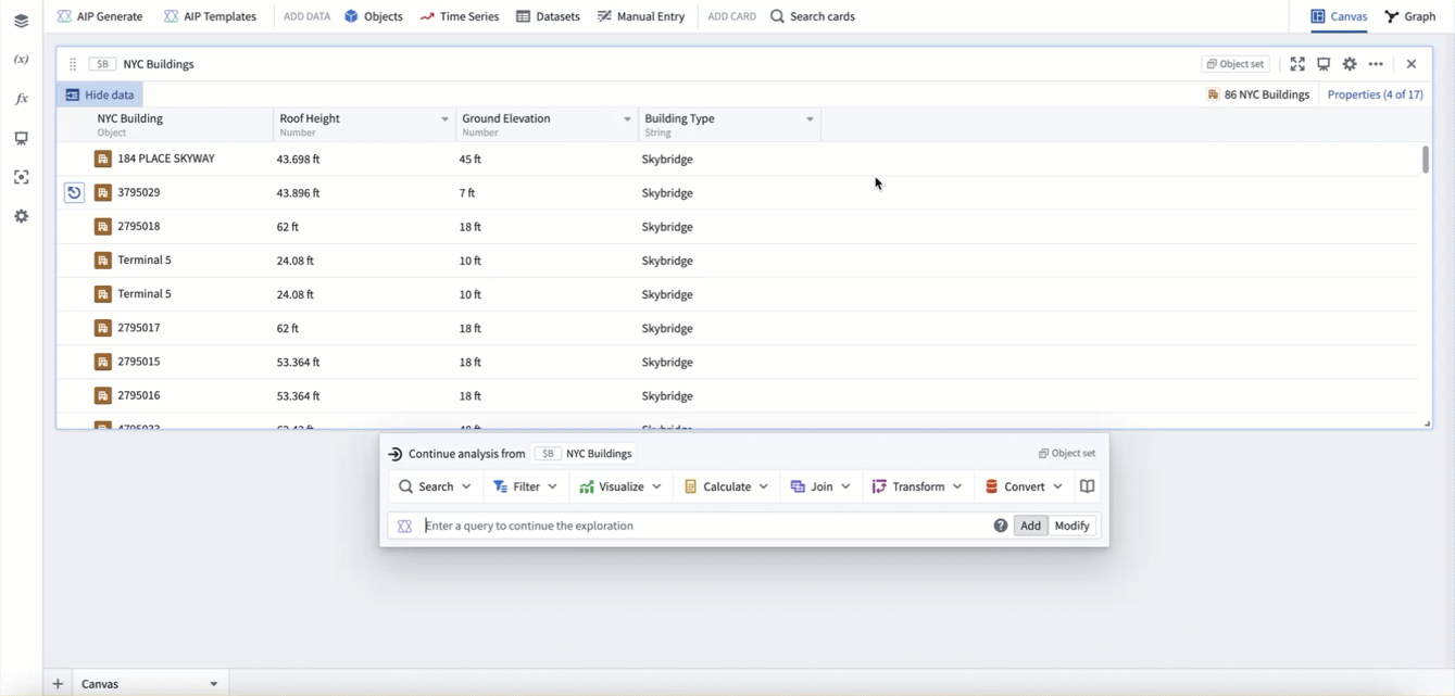Filtering an object set with a derived property using a transform table.