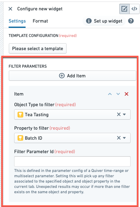 Filter parameters