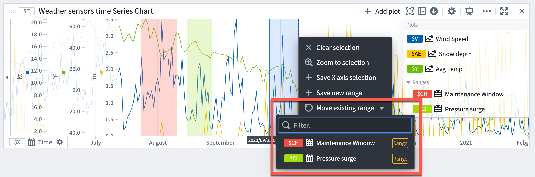 Updating an existing time range