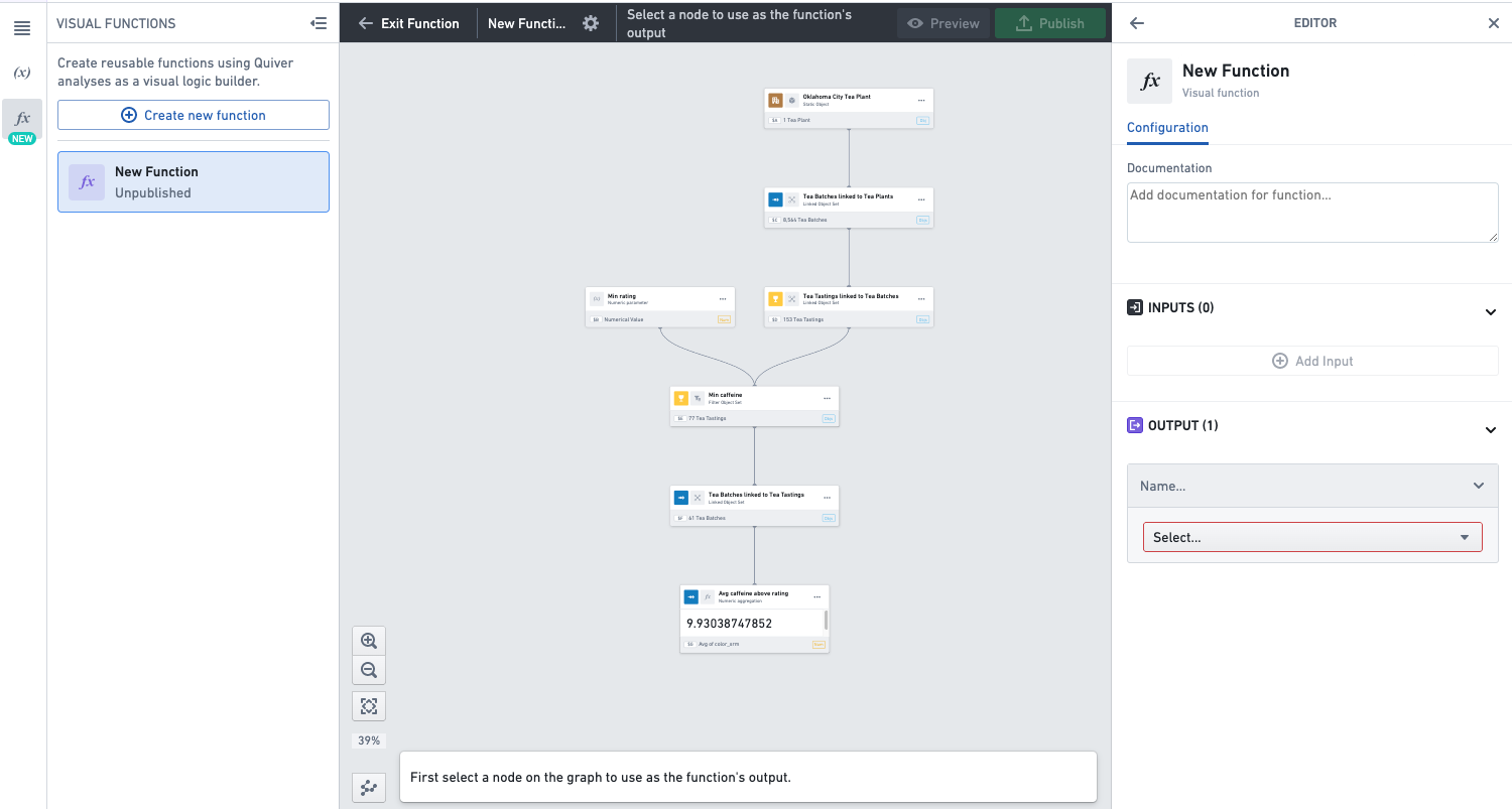 Visual function editor