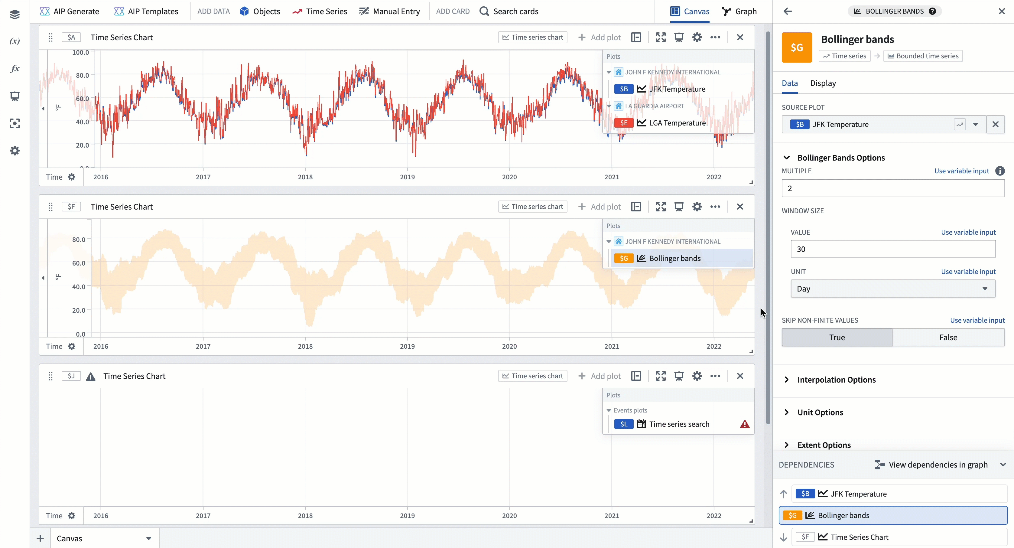 Bounded time series search