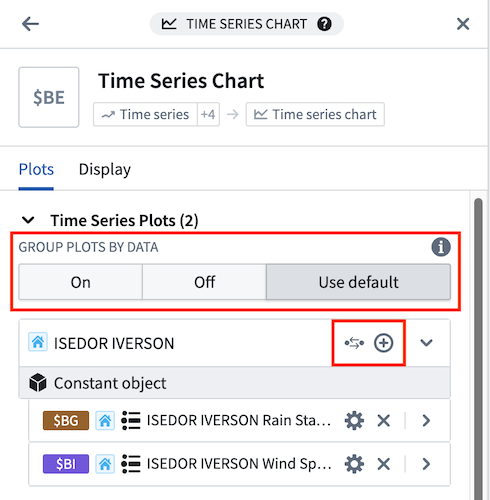 Grouping options in time series chart configuration panel