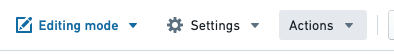 Actions button in header