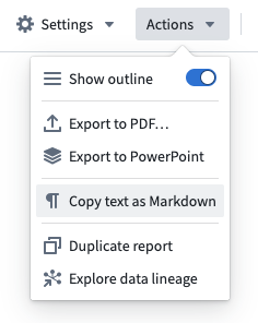 Copy text as markdown button