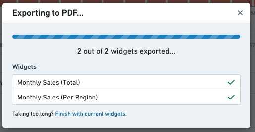 Export to PDF progress