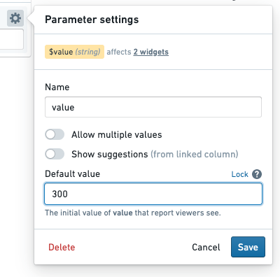 Parameter settings