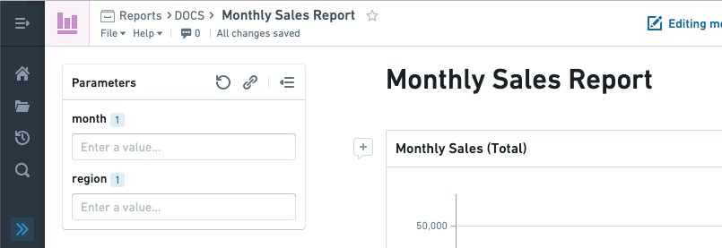 Parameter in sidebar