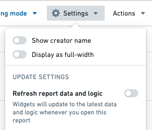 Disable refresh report data toggle